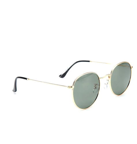 "Unisex Green Lens & Gold-Toned Round Sunglasses with UV Protected Lens "